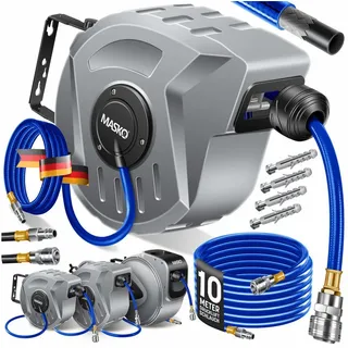 Masko MASKO® Druckluftschlauch Aufroller automatisch 1/4 Anschluss - Schlauchtrommel Wandschlauchhalter Schlauchaufroller Druckluftschlauch-Aufroller Druckluftschlauch-trommel