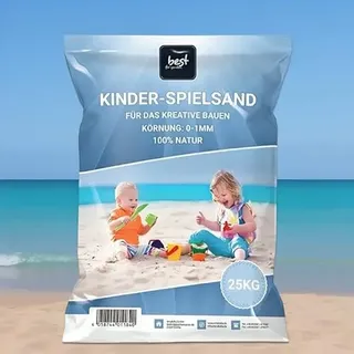 4myBaby GmbH Spielsand 150kg für den Sandkasten – hochwertiger Sand | Gewaschener Quarzsand mit einer Körnung von 0–1 mm für sicheren Spielspaß im heimischen Sandkasten für Kinder (25x6 kg).