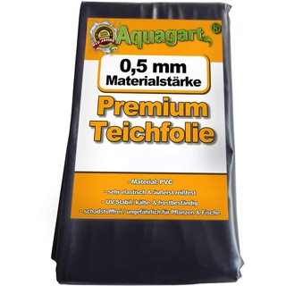 Hochwertige PVC Teichfolie 0,5mm Stärke I Fisch und Pflanzenfreundlich, UV- und witterungsbeständig I Schwimmteich Folie Gartenteich I Aquagart Garten- und Teichzubehör (5m lang, schwarz 2m breit)