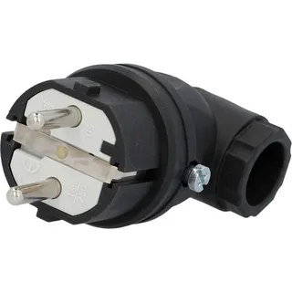 PCE 40502L Schuko-Stecker, Vollgummi, gewinkelt, schwarz