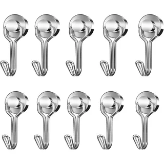Aipudun Magnethaken, 10 Stück Schwarz Magnethaken Extra Stark, 20mm Black Magnet Haken, Hält 30LBS (13KG) Super Starker Magnete mit Haken, Drehbar und Schwenkbar