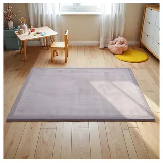 Björn&Schiller Björn & Schiller Teppich, 150 x 200 cm groß und 2 cm dick, für das Wohnzimmer und Schlafzimmer, und als rutschfester Bettvorleger, weiche Samtmatte, grau