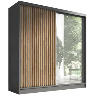 a&j möbelland Schwebetürenschrank LINA 2-türig Schrank 200 cm mit Spiegel Grau