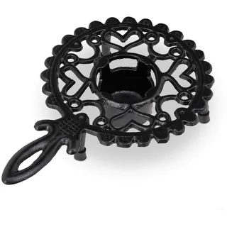 Relaxdays Stövchen, für Tee- & Kaffeekannen, Gusseisen, für 1 Teelicht, antikes Design, rustikaler Teewärmer, schwarz