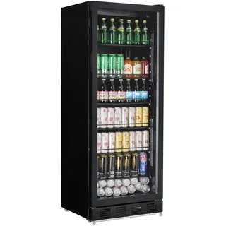 METRO Professional Getränkekühlschrank GSC4280B, Metall/Glas, 280 L, belüftete Kühlung, 210 W, mit Schloss, Schwarz
