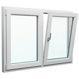 Josef Meeth Fenster und Türen Energiespar-Fenster »76/3 «, 130 x 50 cm (BxH), Dreh/Dreh-Kipp - silberfarben