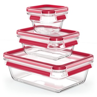 Emsa Vorratsdose Clip&Close 3tlg. Glas Rot