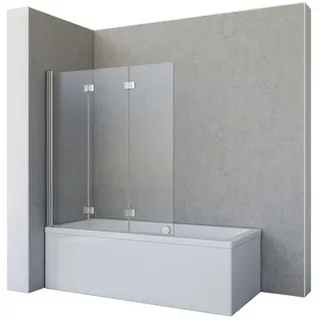 Schulte Home Schulte Duschabtrennung für Badewanne Valet, 130 x 142 cm, 3-teilig, 5 mm Sicherheitsglas (ESG) Klar hell, Profile und Scharniere in Chromoptik - Silber