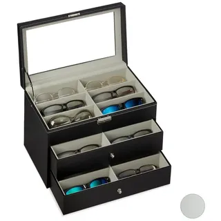 Relaxdays Brillenbox für 18 Brillen schwarz