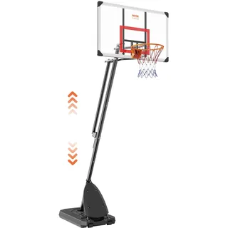 Vevor Basketballkorb Outdoor Basketballkorb mit Ständer 232–305 cm Höhenverstellbar, Φ 483 mm Basketballständer mit Rädern, Basketball-Set für Kinder & Erwachsene Ständer & Befüllbarer Basis Schwarz