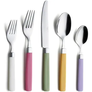 Annova 20-teiliges Edelstahl-Besteck-Set – farbige Griffe – 4 x Menuegabeln, 4 x Salatgabeln, 4 x Menümesser, 4 x Esslöffel, 4 x Teelöffel – Service für 4 (Mischen Sie, 20 Stück)
