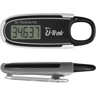 U-Trak 3D-Schrittzähler zum Gehen mit abnehmbarem Clip und Karabiner, einfacher Schrittzähler zum Gehen, präziser Clip-On-Schritt-Tracker für Männer, Frauen, Kinder (Schwarz)