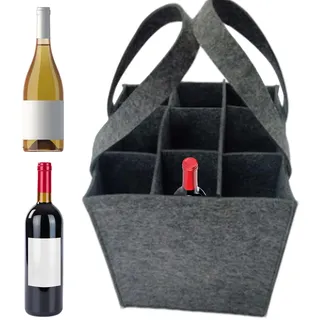Generisch Flaschentasche 9 Fächer – Tragetasche Aus Filz – Faltbarer Flaschenträger Mit Trennwänden – Flaschen Einkaufstasche Für Wasserflaschen, Wein Und Bier