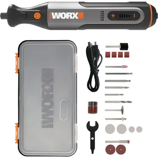 WORX 8V WX106 Multifunktionswerkzeug mit 23 Zubehörteilen, anpassbarer Drehzahleinstellung von 5000 bis 28000 U/min, 3,2 mm Abmessung, USB-Aufladung zum Schleifen, Gravieren, Schneiden, Bohren usw