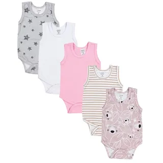 TupTam Baby Mädchen 5er Pack – Ärmelloser Body Baby aus Baumwolle, Ideal als Unterwäsche oder im Sommer, Farbe: Farbenmix 3, Größe: 116 - 116