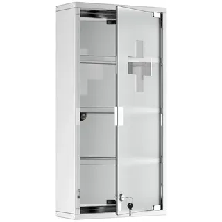 Homcom Medizinschrank mit Schloss silber