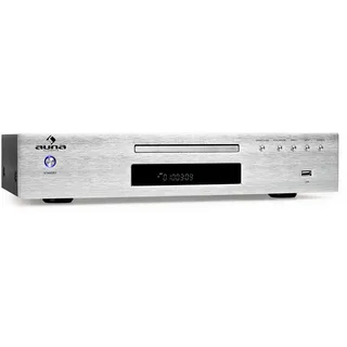 auna AV2-CD509 CD Player HiFi - Player mit USB, CD Spieler mit optischem, koaxialer, Line-Ausgang, Fernbedienung, Silber