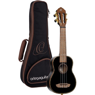 Ortega Guitars Sopran Ukulele schwarz - Onyx Series - inklusive Deluxe Gigbag - Fichte/Mahagoni (RUOX-SO)