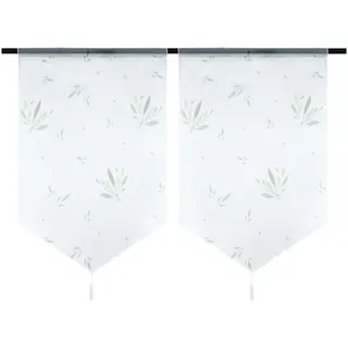 Joyswahl Scheibengardine (1 St), Stangendurchzug, transparent, Quaste Küche Gardine, Panneaux, Blätter-Motiv, Bistrogardine weiß 60 cm x 120 cm