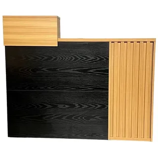 Jet-Line Empfangstheke mit Arbeitsplatz Büro Praxis Salon Empfangstresen für Ihr Büro Avignon schwarz Eiche