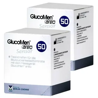 GlucoMen Blutzucker-Teststreifen GlucoMen areo Sensor Teststreifen, Spar-Set, 100-tlg., Geringe Blutmenge für Teststreifen, Diabeteskontrolle