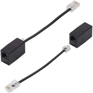 RJ11 zu RJ45 Adapter, RJ11 6p4c Stecker Telefon Kable auf RJ45 8p8c Adapter,Konverter für Ethernet zu Telefon Festnetz(2 Stück,Schwarz)