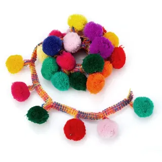 buttinette Pompon-Borte Polyester Bunt 45 mm 2 m