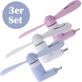 3er Set Mini Ventilator für Android Handy Micro USB klein leise Handventilator
