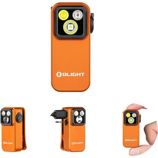 OLIGHT Oclip Pro Mini LED Taschenlampe mit Flutlicht, fokussiertes Licht und Rotelicht,500 LM helle USB-C wiederaufladbare Flashlight,IPX6 Clip Lampe kleine Blinklicht für Läufer Camping (Orange)