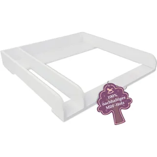 Puckdaddy® Wickelaufsatz Peer, für Malm Kommode, Weiß, Trennfach | Für IKEA Malm Kommode, MDF, Weiß, Liegefläche 65×76 cm, Trennfach 10,5×76 cm, Maße 80×78×10 cm
