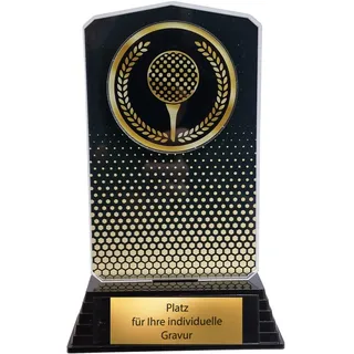EBERiX POKALE – Golf Pokal 18,5 cm mit Gravur – Elegante Trophäe mit Acrylplatte & Golfsymbol – Leichter Award aus Acryl & Kunststoffsockel für Turniere, Vereinsmeisterschaft, Hole-in-One