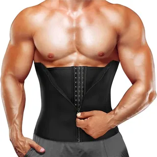 ZONABSQQ 1 stücke Herren Korsett Versilberung Schwitzen Breasted Sport Shaper Gürtel Taille Cinching Reißverschluss Schnalle Taillenschutz Fitness Hüftgurt(M)