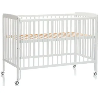Fillikid Beistellgitterbett Nena aus massivem Buchenholz mit 4 feststellbaren Rollen 60 x 120 cm - Weiß