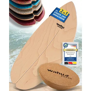 WAHU Board - Balance Board mit einzigartigem Rocker Shape - Surf Balance Board (100% Holz) | Balance Board Holz | 100% Spaß garantiert (mit Halbkugel, Natur (DIY))