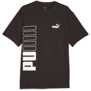 PUMA Herren Power Colorblock Tee T-Shirt, Schwarz-Schwarz