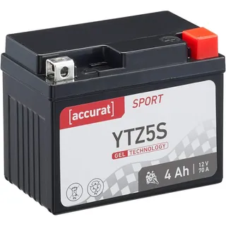 Accurat Motorradbatterie YTZ5S - 12V, 4Ah, 70A, zyklenfest, wartungsfrei, Gel - Starterbatterie, Batterie in Erstausrüsterqualität für Rasentraktor, Roller, Motorrad, Quad