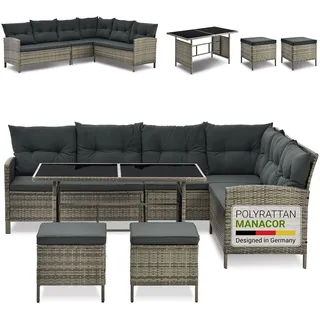Juskys Manacor Polyrattan Lounge-Set grau meliert
