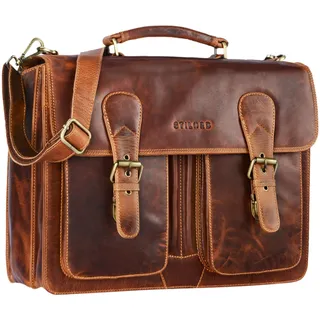 STILORD 'Denver' Vintage Aktentasche Herren aus Leder XL - Männer Arbeitstasche für 15.6 Zoll Laptop, Große Business Umhängetasche, Bürotasche, Echt-Leder Lehrertasche - XL