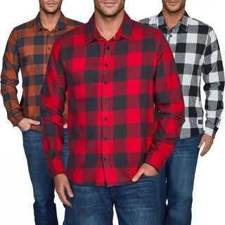 Riverso Flanellhemd Kariert Regular Fit Grau/Braun/Gelb/Rot/Grün S