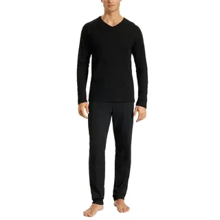 SCHIESSER uncover by SCHIESSER Herren Schlafanzug »Uncover Nightwear« 2 tlg. Single Jersey-Qualität, Langarm, V-Ausschnitt, weich uncover by SCHIESSER 000-Schwarz