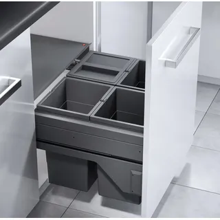 HAILO Einbaumülleimer Schrank 60cm Frontauszug selbstschließend - Grau