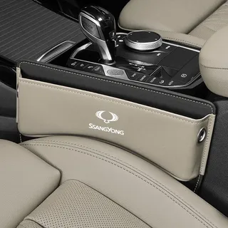 Obumi Autositz Lückenfüller Organizer, für SsangYong XLV Torres Tivoli Rexton Musso Korando Rodius Actyon Leder Sitz Aufbewahrungsbox Vordersitz Multifunktionale Innen Zubehör,A Beige