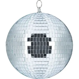 Relaxdays Discokugel, zum Aufhängen, für Decke, große Spiegelkugel, Party Deko, Mottoparty, Diskokugel Ø 20 cm, Silber