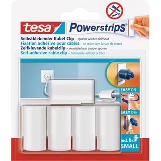 Tesa Powerstrips Kabel-Clip, weiss,