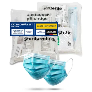 Thomatex® Erste Hilfe Nachfüllset 2026/2027 [DIN 13164-2022] – Lange Haltbarkeit, StVO-konform – Ideal für KFZ-Verbandskästen – EU-weit gültig