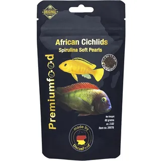 Discusfood African Cichlid Spirulina Soft Pearls Granulate 80g – Soft Granulat für Malawi & Tanganjika Cichliden – mit Spirulina Algen – leicht verdauliches Alleinfutter