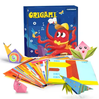 Origami Set für Kinder, 108 Blätter Papier mit 54 Mustern, Kit mit Anleitung Buch, Geburtstagsgeschenk für Jungen und Mädchen 3–12 Jahre