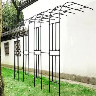 JHLP Metall-Halbbogen für Garten, Rasen und Terrasse, Schwarz/Weiß, Kunstharz-Stahlrohr, 60/90/120/150/180/220 cm, Rosenbögen, Rankgitter, Wand-Gartenlaube, Torbogen, Dicke 20 mm