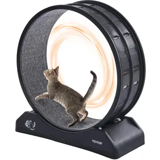 Vevor Katzenlaufrad, Laufrad Katzen mit sicherer Bremse und Laufbahn aus Teppich, leiser Betrieb, Laufband für Katzen, Katzenrad für Gewichtsverlust und Gesundheit, Schwarz