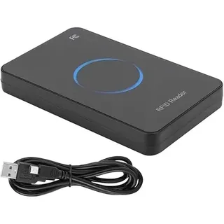 ID-Kartenleser, RFID-Lesegerät, 125 kHz NFC-Lesegerät, 125 kHz, USB-Schnittstelle, RFID-Kartenleser + 2 kontaktlose EM4100-Karten, Kartenleser mit Licht